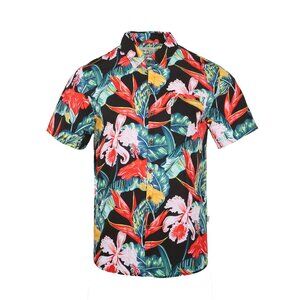 Floral Casual Button Down Shirts Short Sleeve Hawaiian Shirt for Men